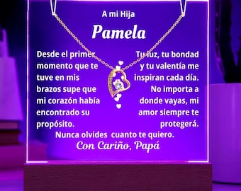Collar con forma de corazón y luz nocturna personalizada / Regalo de papá