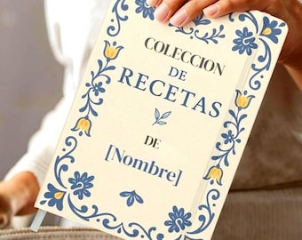 Recetario Talavera Personalizado · Libro Recetas en Español · Regalo Elegante para Mamá o Familia