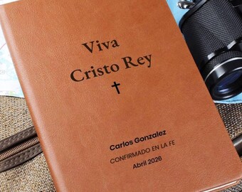 Cuaderno de Confirmación Católica Personalizado / Viva Cristo Rey / Diario de Fe / Regalo de Confirmación / Cuaderno Religioso Católico