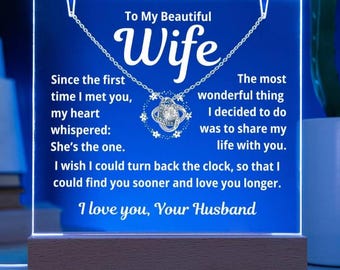 Regalo romántico para la esposa: placa acrílica grabada con collar