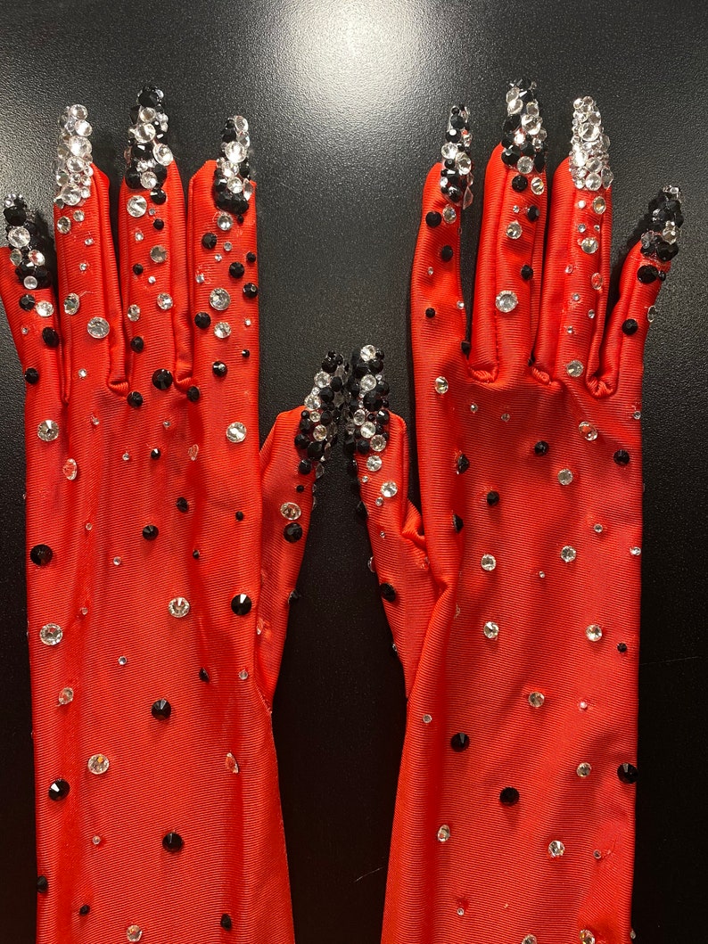 Elbow length drag queen gloves w/ acrylic nails Etsy