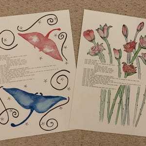Poesia d'amore originale illustrata - fantastica per San Valentino o per l'anniversario di matrimonio su carta