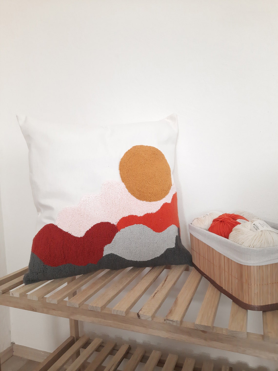 Special Design Handmade Pattern Punch Needle Cushion Bohemian Etsy