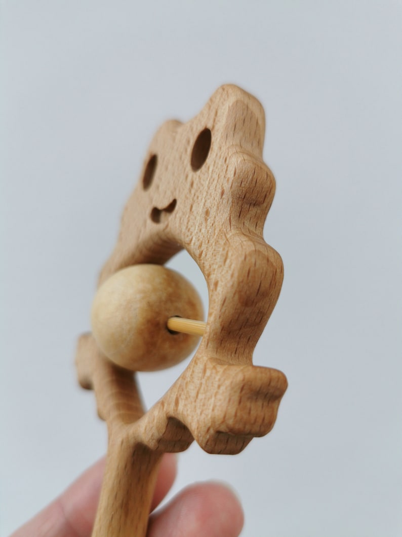 Natural Wooden Animal Baby Rattle Toy Eco Friendly Toys Wooden Ring Baby Rattles Play Montessori Wooden Baby Rattle Toy Baby Shower Gift