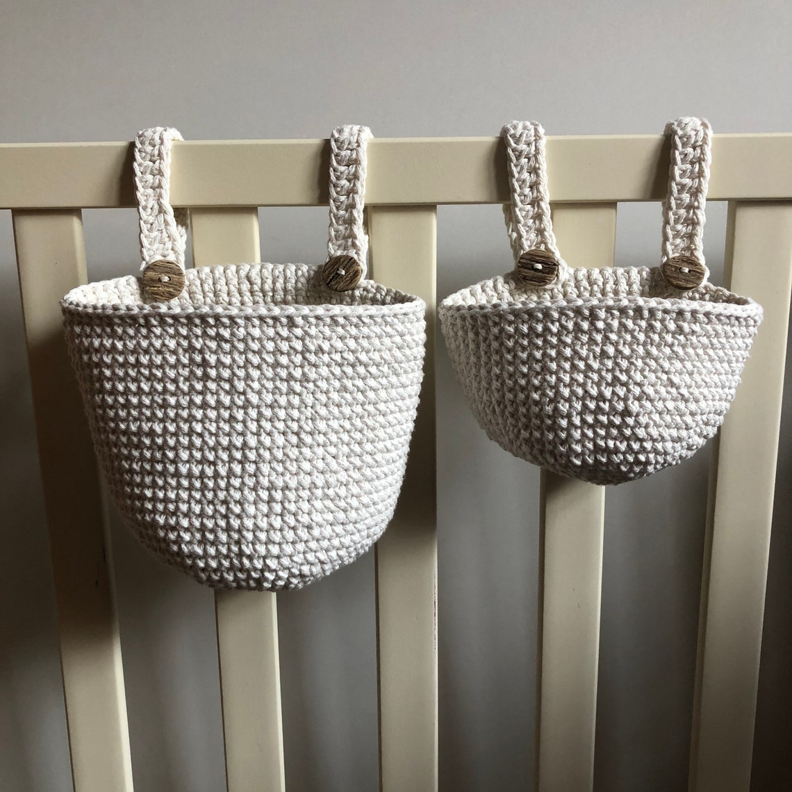 Crochet Hanging Baby Crib Baskets Set of natural cotton Etsy