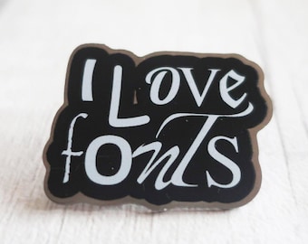 Enamel Pin Badge: Graphic Typography Metal Font Lapel Pin