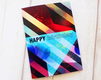 Happy Birthday card, rainbow modern