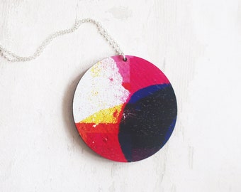 Abstract colourful necklace, statement graphic necklace