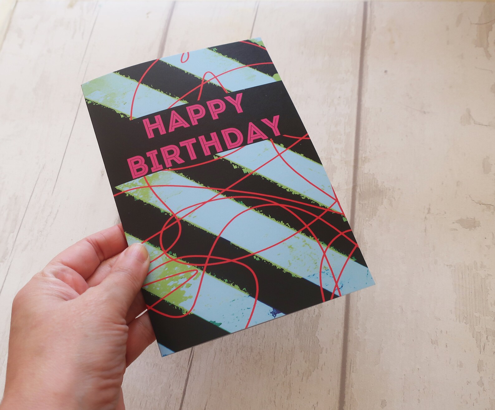 Modern Happy Birthday Card, Colourful Generic Card - Etsy