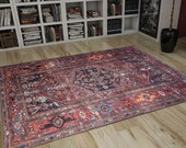 Area Rug 6x9, Handwoven Kilim, Traditional Anatolian Rug, Ethnic Area Rug, Turkish Vintage Rug, Heriz Rug 6x9, Red Rug, FAST FREE SHIPPING