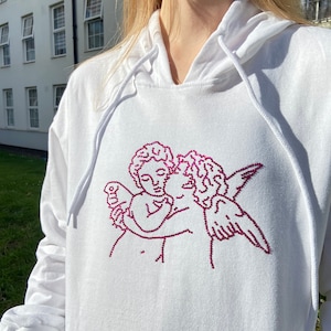Felpa con cappuccio Cherubino con strass fatta a mano - Design con diamanti personalizzabile