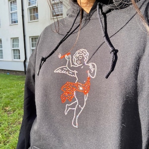 Cherubini fumatori strass felpa con cappuccio diamante Regalo di Natale personalizzato / regalo Streetwear felpa con cappuccio personalizzabile grunge moda anni '00 clothin