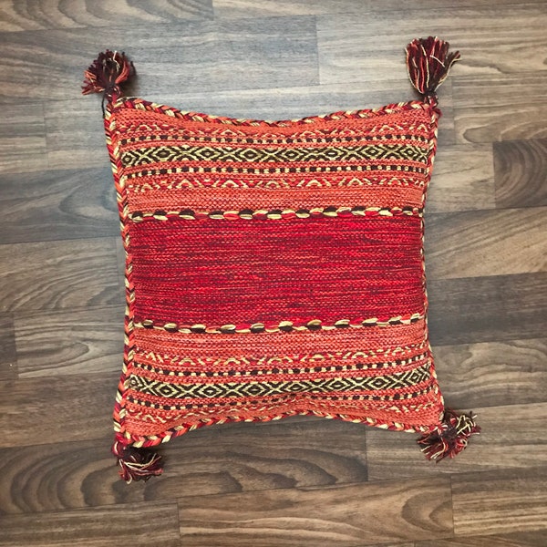 Red Kilim Cushion Cover, Moroccan Red Pillow, Decorative Cushions, Housewarming Gift, Boho Decor, Tribal Cushion, Boho Cushion Cover