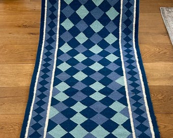Wool Margoum Runner, Moroccan Wool Runner Rug, Stair Runner, Corridor Rug, Entryway Runner, Geometric Runner Rug, Soft Runner, 100% Wool