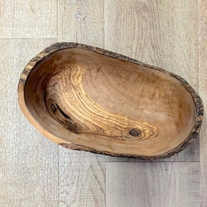 Rustic Olive Wood Bowl, Olive Wood Long Oval Bowl, Serving Bowl, Fruit Bowl, Wood, Tunisian Olive Wood, Natural Rustic Bowl, Handcarved