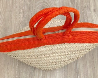 French Market Straw Basket, Moroccan Basket, Zip Basket, Eco Friendly Shopping Bag, Beach Bag, Straw Basket, Tunisian Basket, Tote Bag,