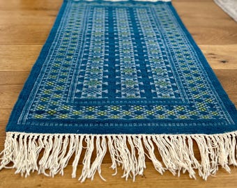 Moroccan Wool Kilim Rug, Handwoven Wool Rug, Blue Rug, Boho Rug, Tunisian Margoum Rug, Stair Runner, Corridor Runner,  134 x 71 cm