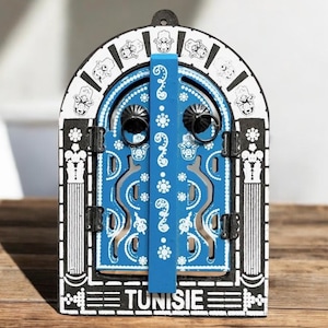 Traditional Door Mirror, Tunisian Doors, Sidi Bou Said, Moroccan Home Decor, Small Wooden Mirror, Art Deco, Bohemian Decor, Bedroom Mirror