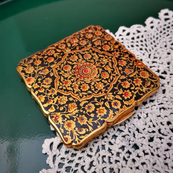 Stratton vintage 'Royale' indian print vintage makeup compact