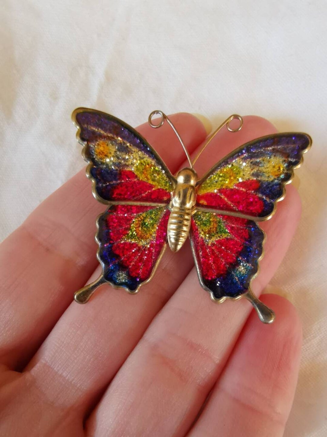 Broche Papillon Vintage En Argent - Ancienne - Occasion Bon état Général
