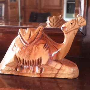 Vintage carved olive wood Camel