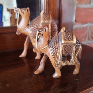 Vintage | Wooden| Camel | Hand Carved | Ornament (pair)