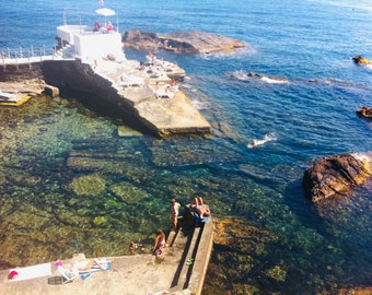 Genova Nervi Italy aerial beach print