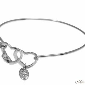 Rhodium Verguld op Messing Hawaiian Plumeria Flower Heart Open Bangle Bracelet