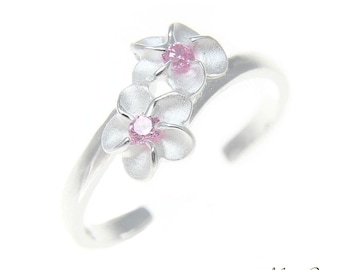 Ohrringe Stecker Silber Sterlingsilber 925 Ohrstecker – Hawaiianische Plumeria Blume Mit Rosa CZ, 6 Mm, Super Süß! Purelei Ohrringe Gold