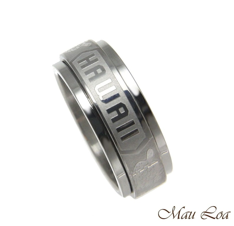 Stainless Steel Spinner Ring Band 8mm Hawaiian Turtle Honu Etsy