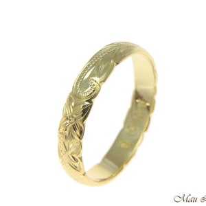 925 Sterling Silver Yellow Gold 4mm Hawaiian Scroll Cut Out Edge Ring Band #1-14