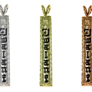 14k solid yellow / white or rose gold  6mm black enamel custom made personalized Hawaiian Personalized Jewelry pendant