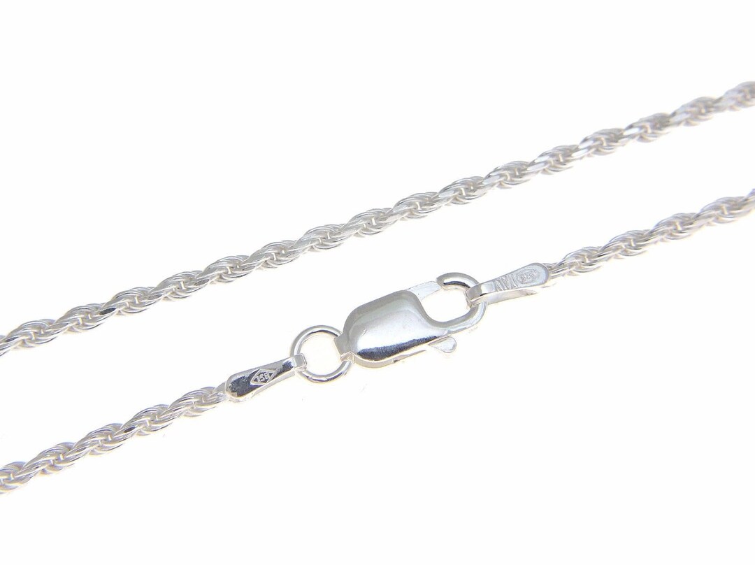 Italian Sterling Silver 925 Rope Chain Necklace - 1.4mm Diamond Cut Rope Chain, 20\" Length, Unbranded