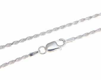 Sterling Silver 925 Diamond Cut Italian 1.4mm Rope Chain Necklace 14&quot; to 18&quot;