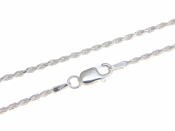 Italian Sterling Silver 925 Rope Chain Necklace - 1.4mm Diamond Cut Rope Chain, 20\" Length, Unbranded