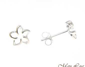 INLAY OPAL 925 STERLING SILVER HAWAIIAN PLUMERIA FLOWER POST INLAY OPAL 925 STERLING SILVER HAWAIIAN PLUMERIA FLOWER POST