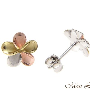 925er Silber Hawaiianische Tricolor Plumeria Blumen Post Ohrringe Kein CZ Stein 8-18 mm
