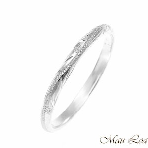 925 Sterling Silver 2mm Hawaiian Scroll Hand Engraved Ring Band