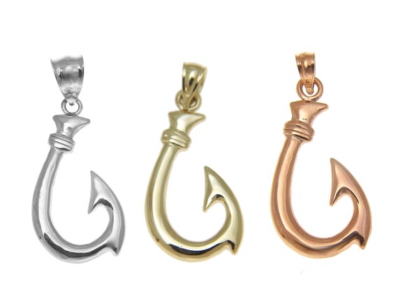 14K Solid Yellow Gold 2 Sided High Polish Hawaiian Fish Hook Charm Pendant Small Medium or Large - Etsy 14K Solid Yellow Gold 2 Sided High Polish Hawaiian Fish Hook Charm Pendant Small Medium or Large - Etsy