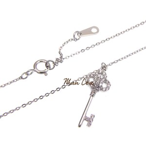 Chave de prata esterlina 925 transparente CZ corrente de colar de zircônia cúbica incluída 16 + 1"