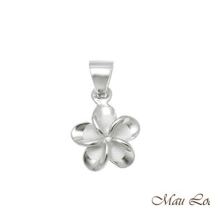 925 Sterling Silver Rhodium Hawaiian Plumeria Flower No CZ Stone Pendant 10-25mm