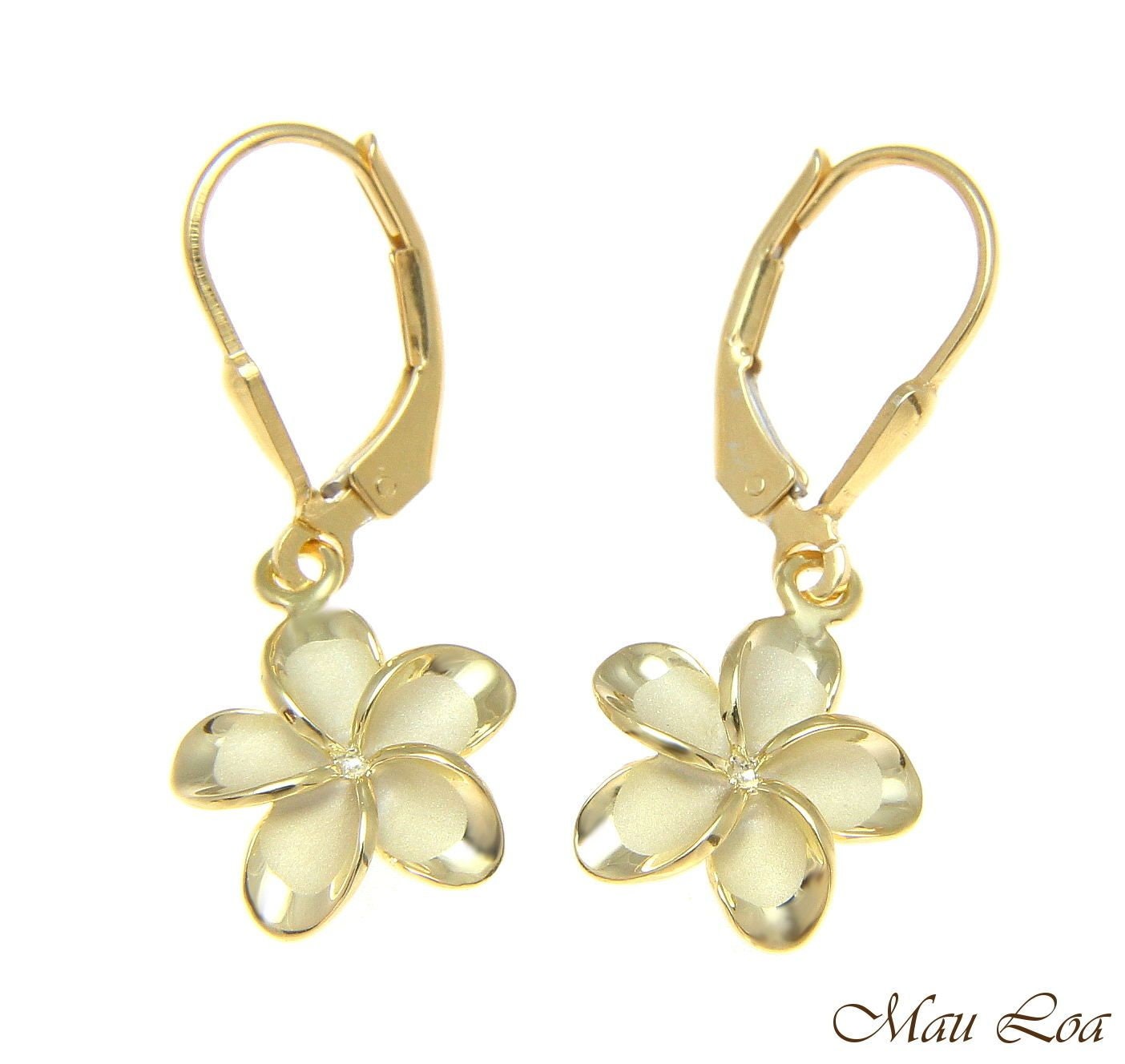 Ciondolo Fiore Plumeria Hawaiana - Argento 925 Placcato Oro Rosa Con Zirconi