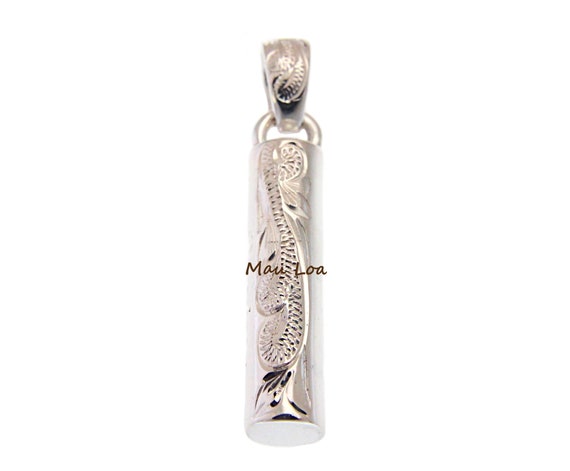 925 Sterling Silver Hawaiian Scroll Engraved Aloha Tube Barrel 