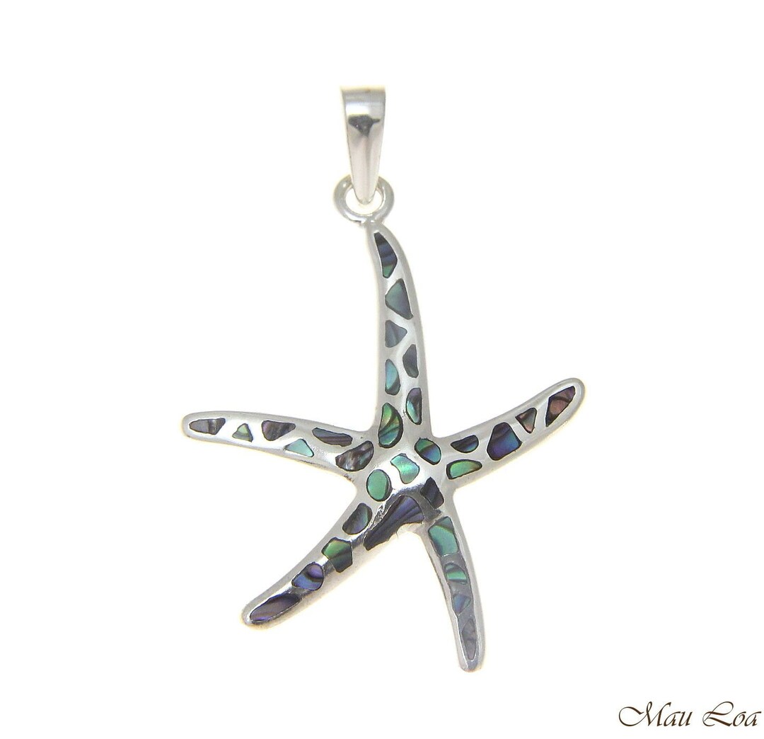 925 Sterling Silver Hawaiian Starfish Sea Star Abalone Paua Shell ...