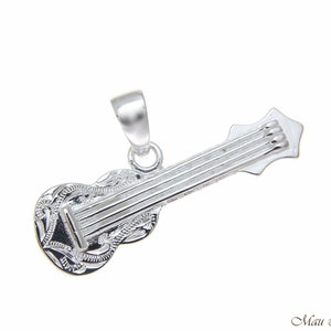 925 Sterling Silver Hawaiian Scroll Ukulele Guitar Pendant
