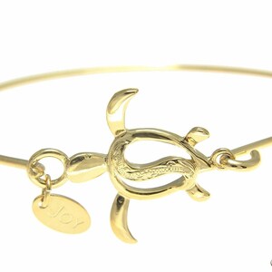 Yellow Gold Plated on Brass Hawaiian Honu Turtle Open Bangle Bracelet