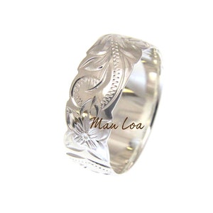 Anel recortado em prata esterlina 925 com flor de plumeria havaiana de 8 mm