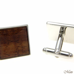 Koa Holz Hawaiian Rhodium Silber vergoldet Messing 18mm Quadrat Form Manschettenknöpfe