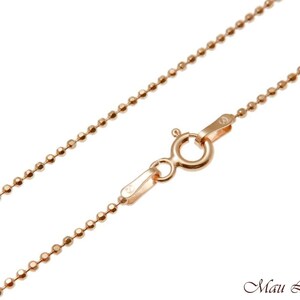 Sterling Silver 925 Pink Rose Gold Italian 1.2mm Ball Bead Chain 16&quot; 18&quot; 20&quot;