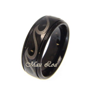 Tungsten Black 8mm Hawaiian Ocean Wave Ring Comfort Fit Size 5-14